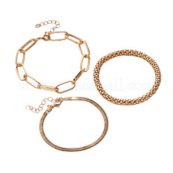 3 set di braccialetti a catena in lega da 3 stili per donna&nbsp;WG30D5A-02