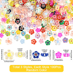 300шт 3 стиля прозрачные акриловые бусины&nbsp;MACR-SP0002-04