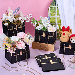 16 Stück handtaschenförmige Papierblumen-Verpackungstüten mit goldfarbenen Legierungsketten&nbsp;CARB-NB0001-16