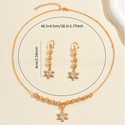 Комплекты серег и ожерелий из винтажной латуни с микропаве из прозрачных кубических цирконий в форме снежинок для женщин&nbsp;GB9522