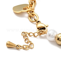 Bracciale con ciondolo a forma di lucchetto a forma di cuore in acciaio inossidabile 201&nbsp;BJEW-A126-12G
