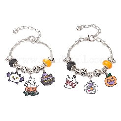 2 шт. браслеты с подвесками из сплава и эмали на Хэллоуин&nbsp;BJEW-JB12009