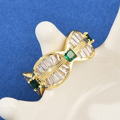 Латунные микро проложить манжеты кольца кубического циркония&nbsp;RJEW-D326-02G