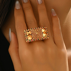 Латунные микропаве кубические цирконии геометрические регулируемые кольца для женщин&nbsp;OQ0008-4