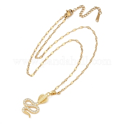 Ожерелья с подвеской в виде змеи из латуни с полным кубическим цирконием&nbsp;NJEW-D309-02G-A