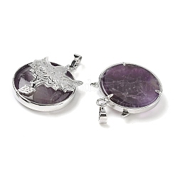 Природный аметист плоские круглые подвески&nbsp;G-G279-01P-08