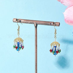 Серьги-подвески в виде стеклянных фонарей&nbsp;EJEW-MZ00629-01