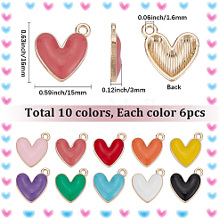 60 pièces 10 couleurs pendentifs en alliage de zinc écologiques&nbsp;FIND-SC0024-13