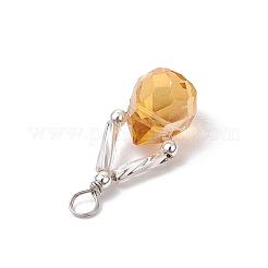 Прозрачные стеклянные бусины с гальваническим покрытием из немагнитного синтетического гематита и стеклянные витые стеклярусные бусины и экологически чистые подвески из медной проволоки&nbsp;PALLOY-JF03618-02