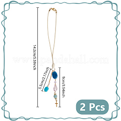 2 Stück Glasperlen & natürlich gefärbte malaysische Jade & natürlicher Amazonit & Anhängerdekorationen aus Legierung&nbsp;HJEW-DC00168
