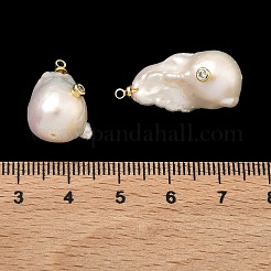 Подвески из латуни и перламутра с микропаве из кубического циркония&nbsp;KK-H259-13A-G02