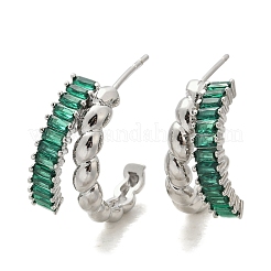 Boucles d'oreilles à tige en laiton torsadé avec micro pavé de zircones cubiques&nbsp;EJEW-M082-16P-01