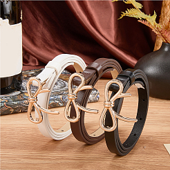 3 ceinture à chaîne en cuir PU avec nœud papillon en alliage 3 couleurs pour femmes&nbsp;AJEW-CL0003-48B