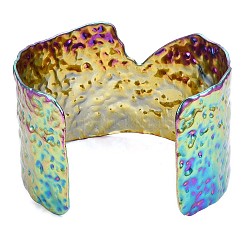 Ionenplattierung (IP) 304 Edelstahl weit geöffnetes Manschettenarmband für Frauen&nbsp;BJEW-F442-03MC