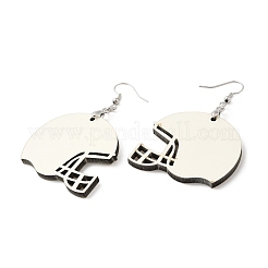 Boucles d'oreilles pendantes en bois vierge par sublimation avec épingles en laiton pour femmes&nbsp;EJEW-G356-01A