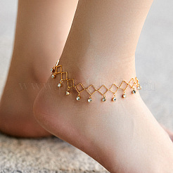 Браслеты на ногу из латунной цепочки с кисточкой из хрустальных страз для женщин&nbsp;FS-WGD4BB9-02
