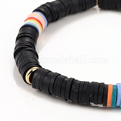 Bracciali elasticizzati fatti a mano in perle di argilla polimerica&nbsp;BJEW-JB05304-05