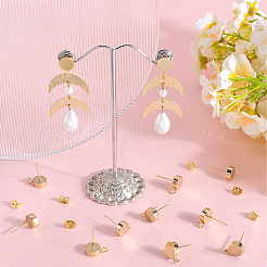 20 шт. плоская круглая латунная фурнитура для сережек-гвоздиков&nbsp;KK-BBC0013-96D