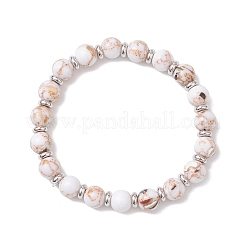 Braccialetti elastici con perline assemblate in turchese sintetico e conchiglia per uomo e donna&nbsp;BJEW-JB12125-02