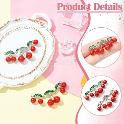 2 шт. латунные подвески-коннекторы вишневого цвета с красной и зеленой эмалью&nbsp;KK-CJ0003-50