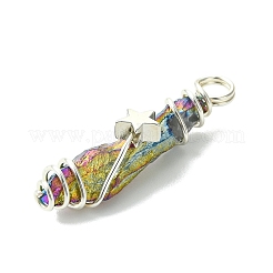 2 шт. подвески из натурального кварцевого кристалла с гальваническим покрытием&nbsp;PALLOY-JF03171-02