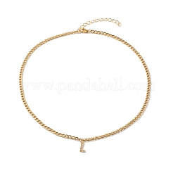 Colliers pendentif initiale en laiton micro pavé clair zircone cubique&nbsp;NJEW-JN03506