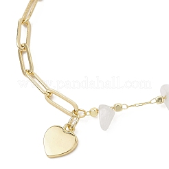 Браслеты из цепочек-скрепок из натурального белого лунного камня и латуни&nbsp;BJEW-JB12715-02