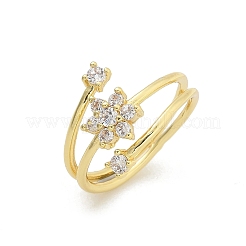 Кольца-манжеты для женщин с покрытием из латуни с микропаве из прозрачного кубического циркония&nbsp;RJEW-M028-83G