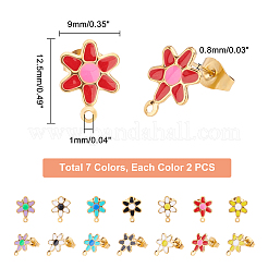 14 pieza de accesorios para pendientes de acero inoxidable 304 esmaltados en 7 colores&nbsp;STAS-UN0028-04