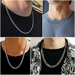 Collier chaîne cubaine en acier inoxydable 304 (1 pièce) pour homme et femme&nbsp;NJEW-BM0001-08E