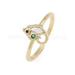 Offene Manschettenringe aus Messing mit Mikropavé-Kubikzirkonia für Damen&nbsp;RJEW-K308-01B-G
