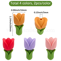 8 Stück 4 Farben Blumen-Silikonperlen&nbsp;SIL-BM0001-02