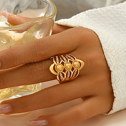 Многослойный полый дизайн латунные микропаве кубические цирконии регулируемые кольца для женщин&nbsp;ZN1702