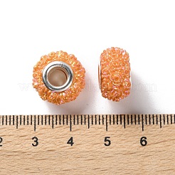 Perles européennes en résine de couleur ab fleur de rose&nbsp;RESI-M001-05G