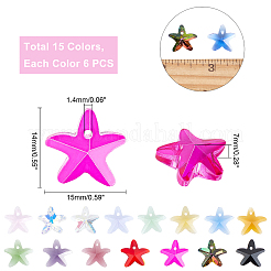 90шт 15 цвета граненые стеклянные подвески&nbsp;GLAA-PH0008-26