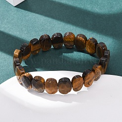 Braccialetti elastici con perline sfaccettate in pietre preziose miste naturali e sintetiche per donna&nbsp;BJEW-K251-07