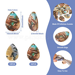 20 шт. 2 цвета подвески из ацетата целлюлозы (смолы)&nbsp;OACR-TA0002-62