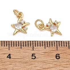 Breloques en laiton Shegrace avec micro-pavé de zircone cubique transparente&nbsp;XGRQ2O969-419G