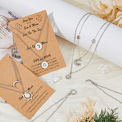 4 комплект из 4 подвесок в виде солнца и луны из нержавеющей стали 304&nbsp;NJEW-FI0001-22