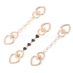 3 pieza de cadena extensora de bolso con eslabones en forma de corazón de aleación esmaltada en 3 colores&nbsp;HJEW-TAC0131