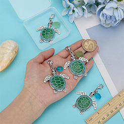 4 шт. 2-х цветные подвески из сплава с зеленой эмалью в виде морской черепахи&nbsp;HJEW-FG00025