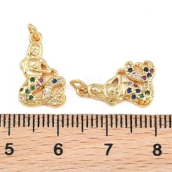 Pendenti in zirconi cubici colorati in micro pavè di ottone&nbsp;KK-Q085-04E-G