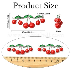 2 шт. латунные подвески-коннекторы вишневого цвета с красной и зеленой эмалью&nbsp;KK-CJ0003-50