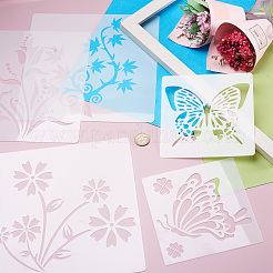 2 set quadrato con stencil per animali con motivo floreale e farfalla&nbsp;DIY-CW0001-12