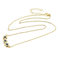 Collane con ciondolo a tripla stella in ottone e vetro&nbsp;KK-CBAB173-03G-04