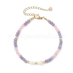 Браслеты из натурального окрашенного малайзийского нефрита и натурального культивированного пресноводного жемчуга для женщин&nbsp;BJEW-JB13154