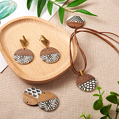 16шт 4 стиля подвески из смолы и орехового дерева&nbsp;RESI-CW0001-13