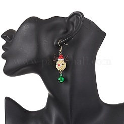 Серьги-подвески в виде оленей из стеклянных бусин&nbsp;EJEW-MZ00628