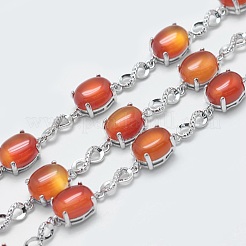 Bracelets chaîne maillons naturels cornaline&nbsp;BJEW-G595-A09
