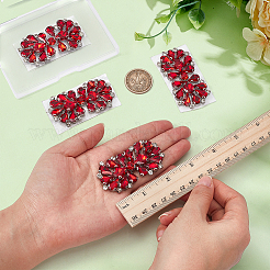 4 Stück Blumenapplikation aus Legierung und GlasStrassen&nbsp;DIY-MA0007-20B